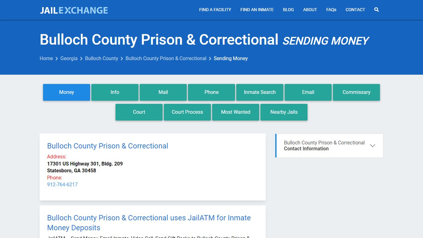 Bulloch County Prison & Correctional Sending Money - Jail Exchange